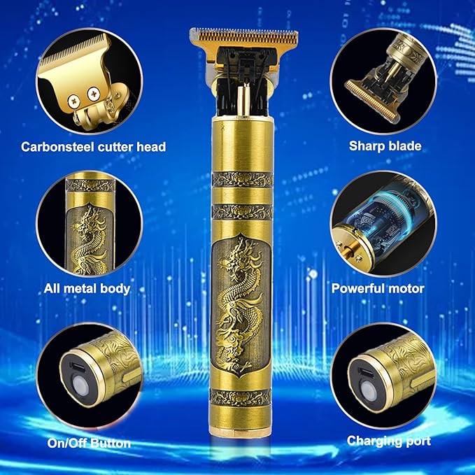 Hair Clippers for Men, Cordless Electric Hair Trimmer Rechargeable Beard Trimmer Shaver, Electric T Blade Trimmer Zero Gapped Edgers Hair Cutting Kit with Guide Combs(Dragon)