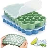 Ice Cube Trays for Freezer, 2 Pack Silicone Ice Cube Mold with Lid-37 Grid, Easy-Release Reusable 74 PCS Small Ice Cubes for Ice Bucket Iced Coffee Cocktail Whisky Soup Food