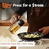 TrendPlain 16oz/470ml Glass Olive Oil Sprayer for Cooking – 2 in 1 Olive Oil Dispenser Bottle for Kitchen Gadgets and Air Fryer Accessories, Salad, BBQ - Black