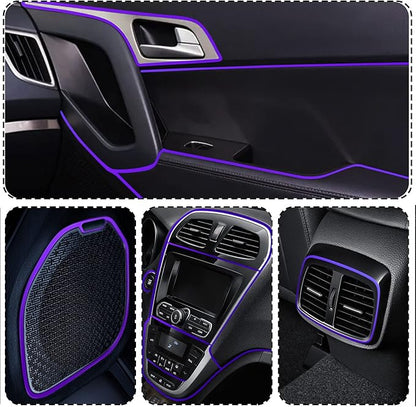 Car Interior Trim Strips,Universal 33ft Car Electroplating Decoration Styling Door Dashboard, Flexible Interior Trim Accessories with Installing Tool(Purple)