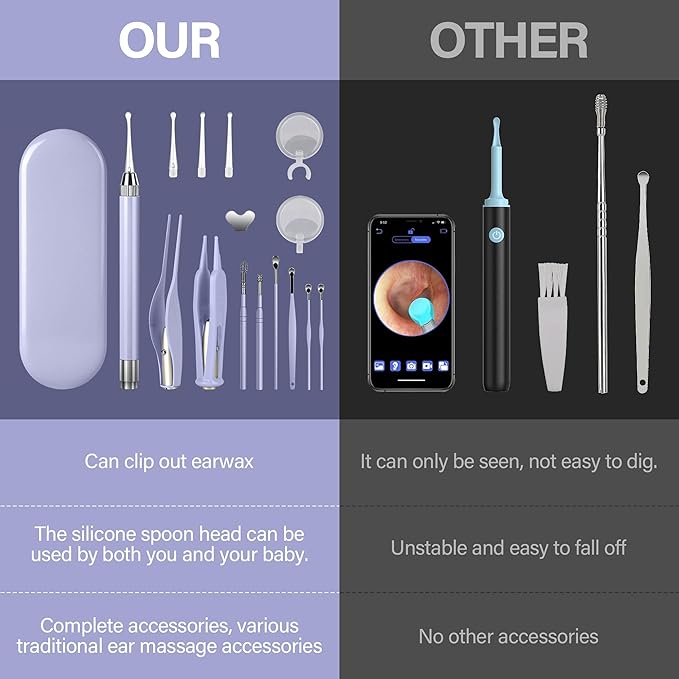 POZILAN Ear Cleaning Kit with LED Light - 15 Pack Ear Wax Removal Kit for Kids and Adults, Earwax Spoon Digger & Tweezers for Ear Cleaning Tool Present Set