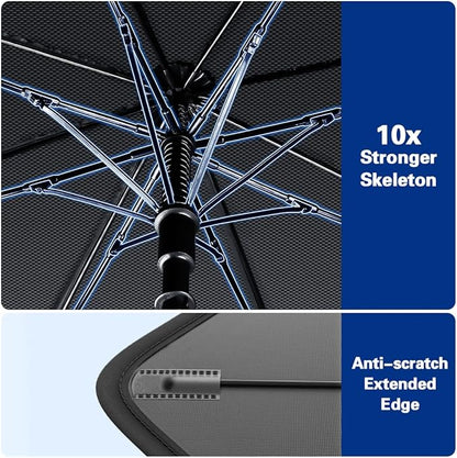2026 Windshield Sun Shade Umbrella, Foldable Car Umbrella Sunshade with UV Block Car Front Window (Heat Insulation Protection) for Auto Windshield Covers Blackout Trucks Cars (Large)