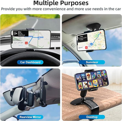 FONKEN Universal 360 Dashboard Cell Phone Holder, Upgrade Clip Car Phone Holder Mount for Dashboard 360 Degree Rotation Dash Board Phone Mount Fit for iPhone,Samsung,Google,Nokia, 4 to 7" Smartphones