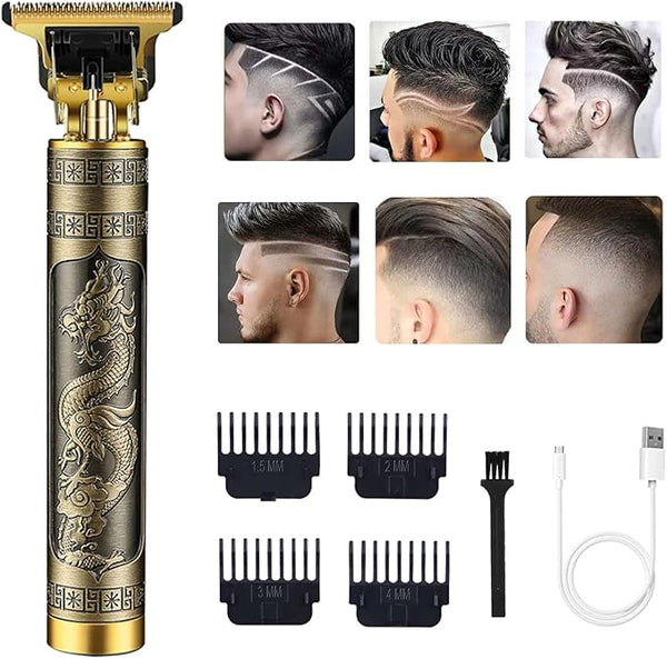Hair Clippers for Men, Cordless Electric Hair Trimmer Rechargeable Beard Trimmer Shaver, Electric T Blade Trimmer Zero Gapped Edgers Hair Cutting Kit with Guide Combs(Dragon)