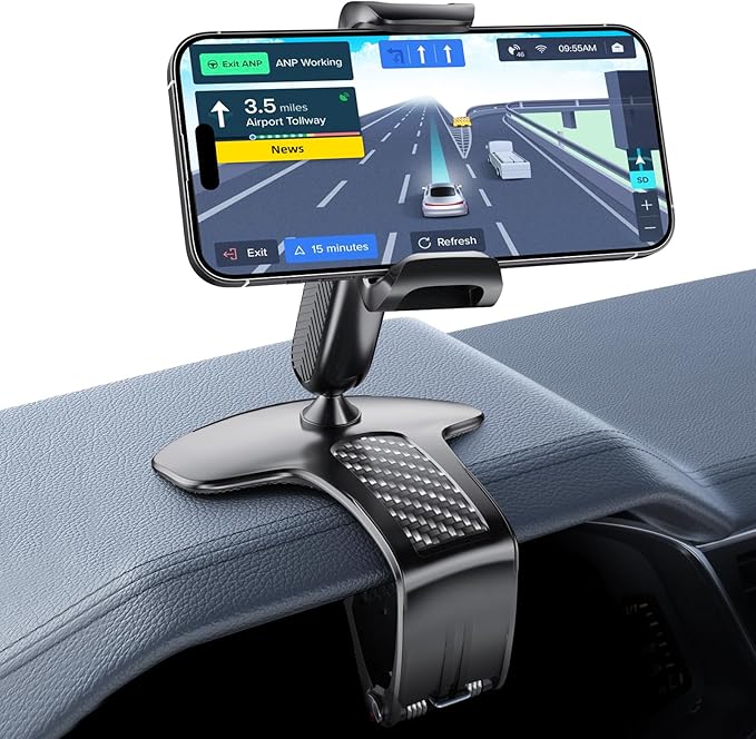FONKEN Universal 360 Dashboard Cell Phone Holder, Upgrade Clip Car Phone Holder Mount for Dashboard 360 Degree Rotation Dash Board Phone Mount Fit for iPhone,Samsung,Google,Nokia, 4 to 7" Smartphones