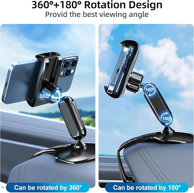 FONKEN Universal 360 Dashboard Cell Phone Holder, Upgrade Clip Car Phone Holder Mount for Dashboard 360 Degree Rotation Dash Board Phone Mount Fit for iPhone,Samsung,Google,Nokia, 4 to 7" Smartphones