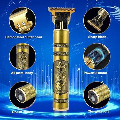 Hair Clippers for Men, Cordless Electric Hair Trimmer Rechargeable Beard Trimmer Shaver, Electric T Blade Trimmer Zero Gapped Edgers Hair Cutting Kit with Guide Combs(Dragon)