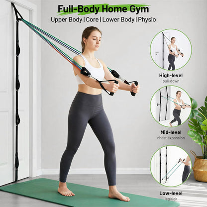 Door Anchor Strap for Resistance Bands, Door Exercise Equipment with Secure Buckle & No Drill Setup, Multi Point Anchor Gym Attachment, Portable Door Resistance Bands for Home Gym
