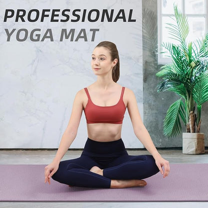 Yoga Mat Extra thick 8mm Exercise mat, Soft Lightweight TPE Fitness Mat with strap, High Elasticity,